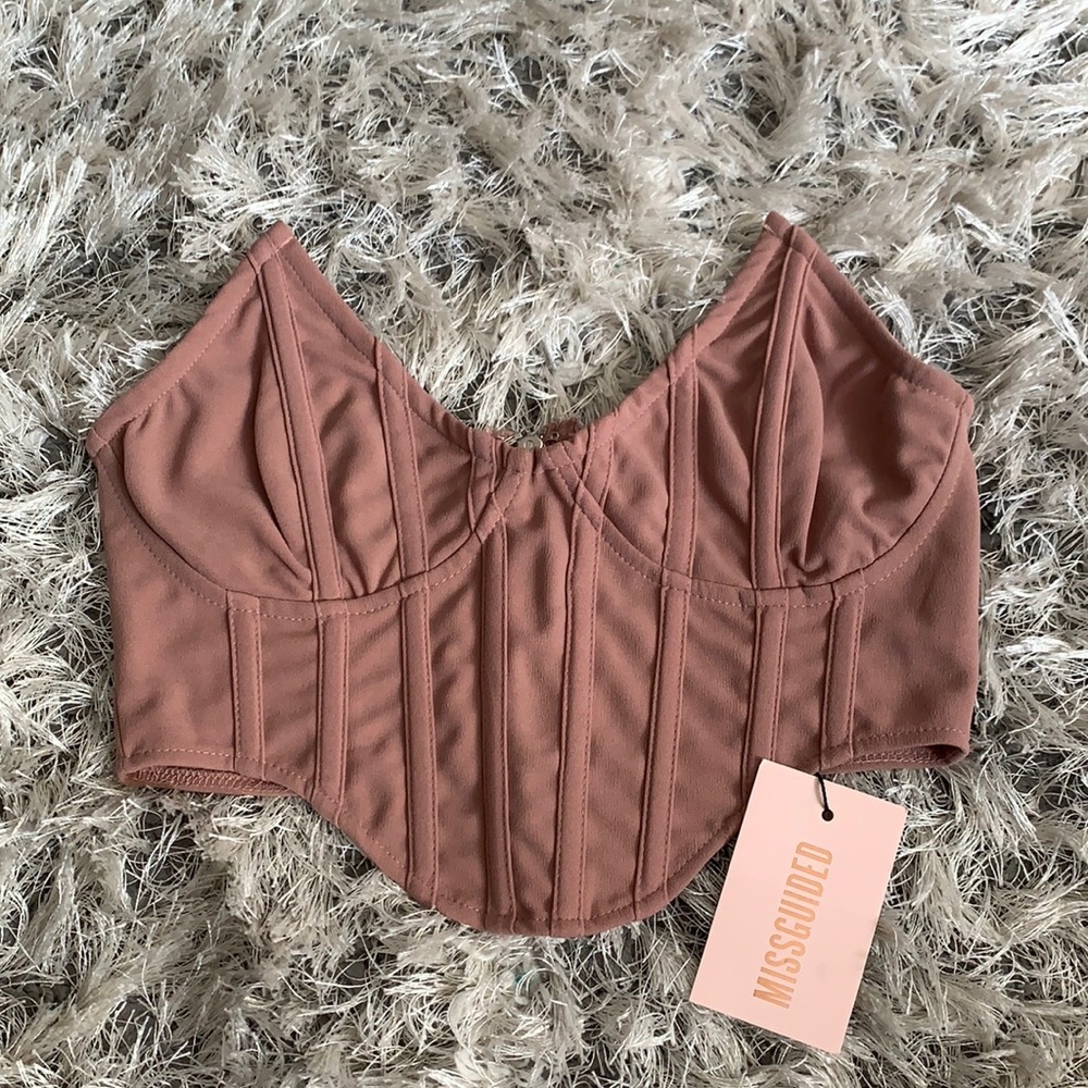 Brown pointed bust corset top